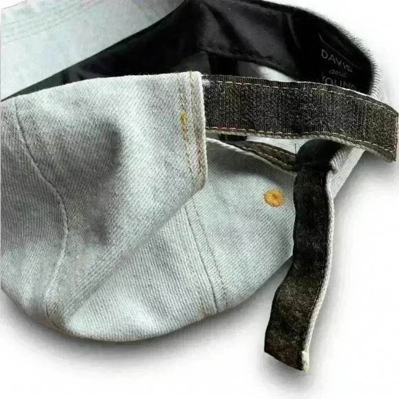 Denim Distressed Womens Washed Denim David & Young Baseball Cap Rose Embroidered - Picture 9 of 11